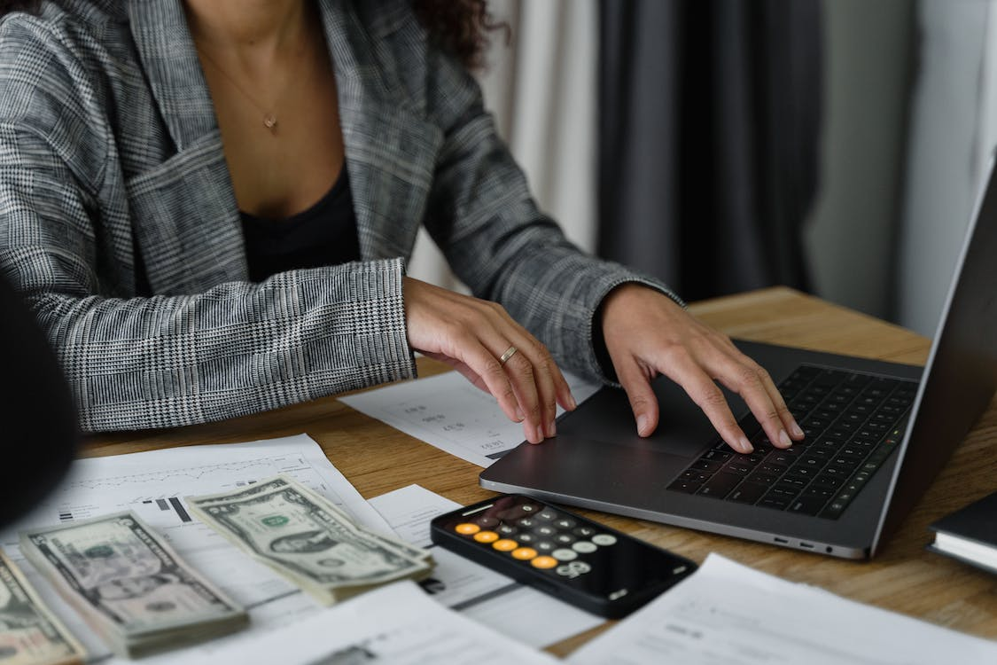 A person attending an online business meeting